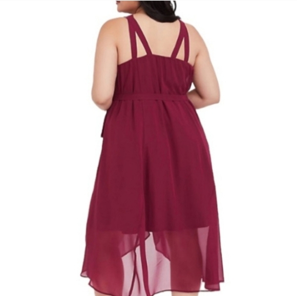 Torrid Women's Burgundy Strappy Chiffon Trapeze Women's Dress NWT - Picture 2 of 11